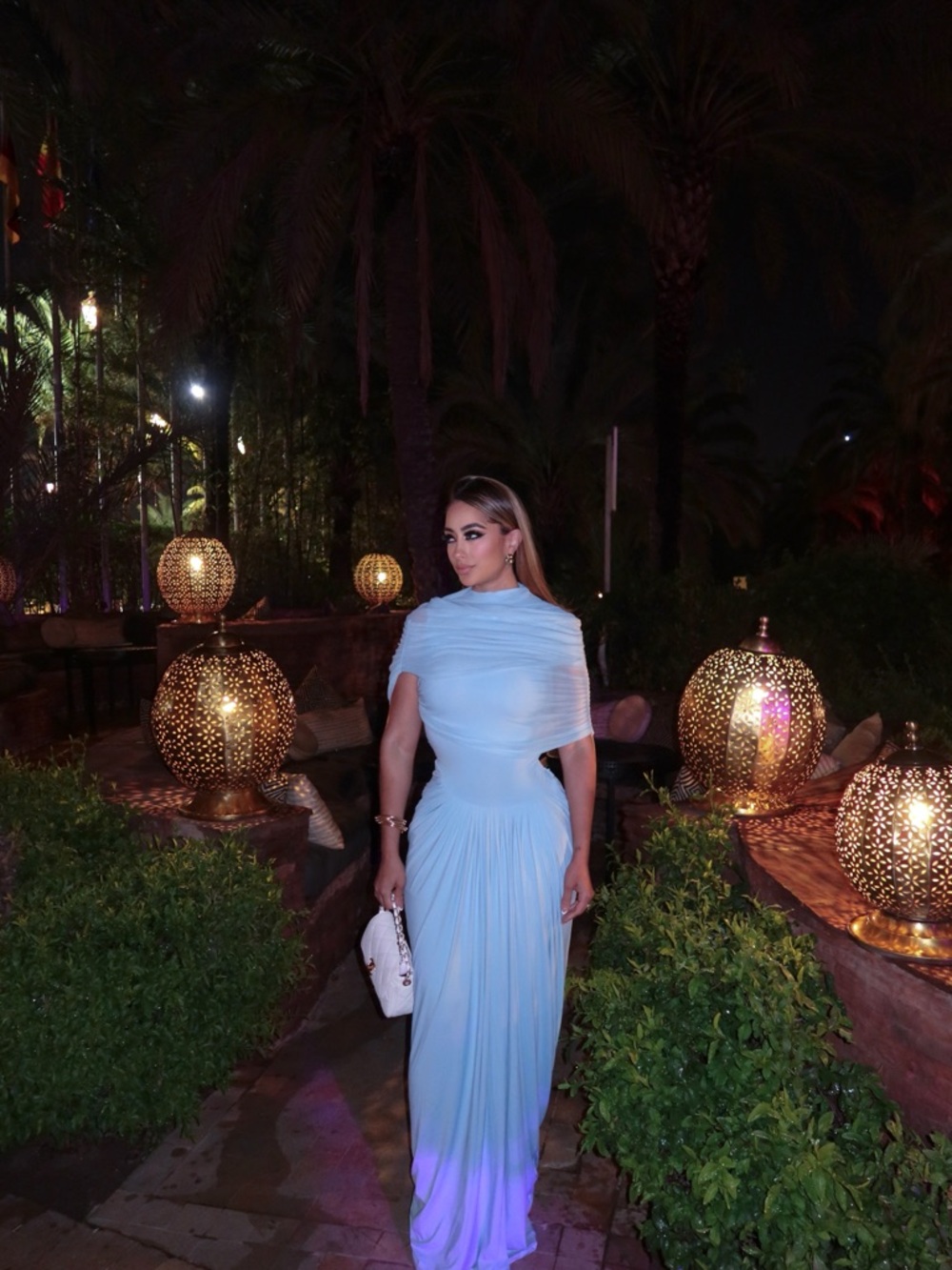 Elegant Light Blue One-Shoulder Maxi Dress by Miss rosier.